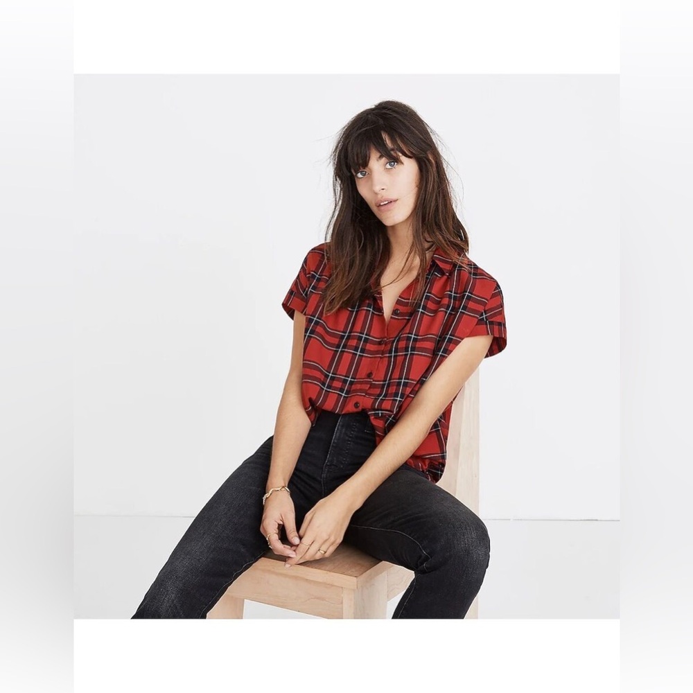 ❤️Madewell Central Shirt Short Sleeve in Dahl Plaid❤️